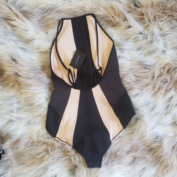 New Black & Nude High Neck Body Suit - Picture 7 of 8